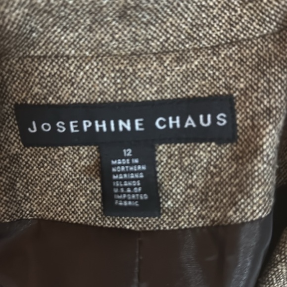 Josephine Chaus Two Piece 1 button fully lined skirt and jacket brown tweed suit - Picture 7 of 13